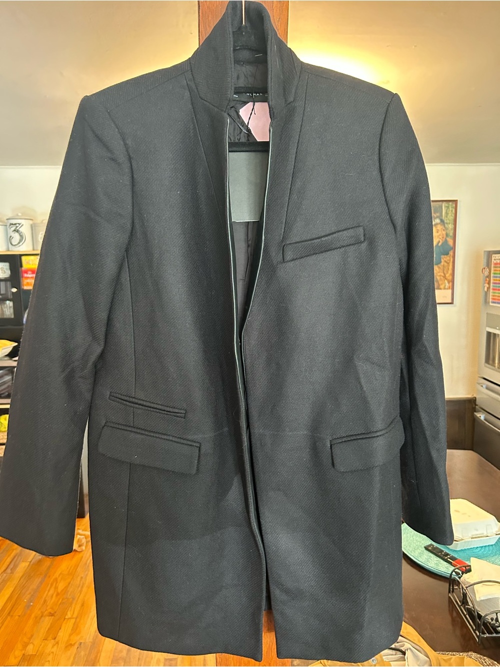 Zara Woman Black straight Overcoat M